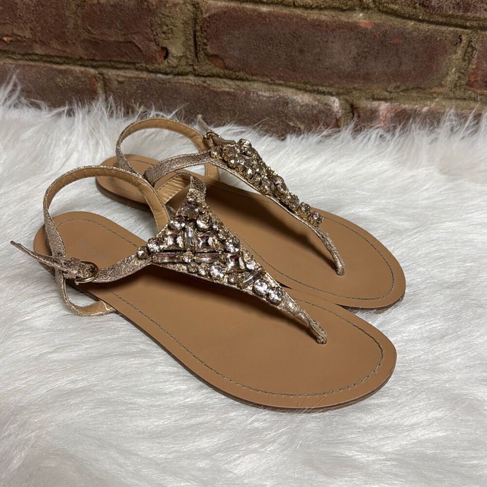 David’s Bridal Women’s Rose Gold Jeweled Thong Sandal Size 8